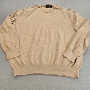Jos. A. Bank Cotton Cashmere V-Neck Sweater Tan XL